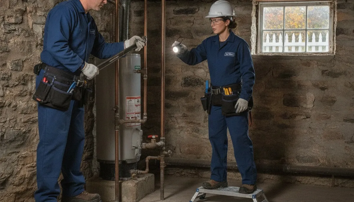 Professional plumber repairing a pipe in Mansfield, MA for local plumbing service