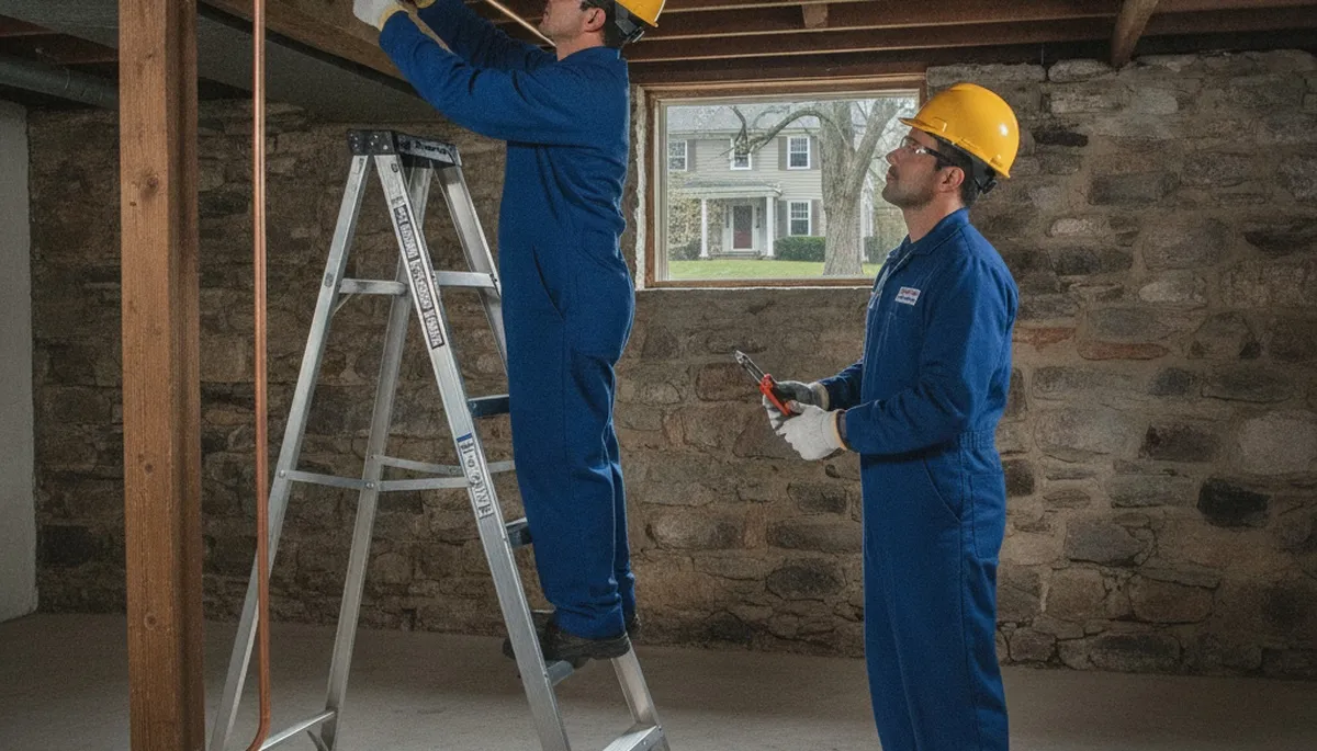Plumber repairing a leak in Mansfield, MA for local plumbing repair service