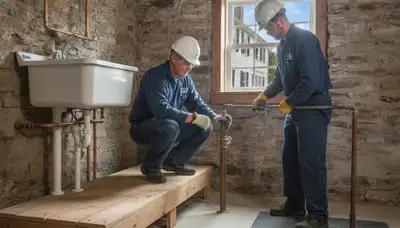 Mansfield, MA plumbing repair team fixing a residential pipe leak