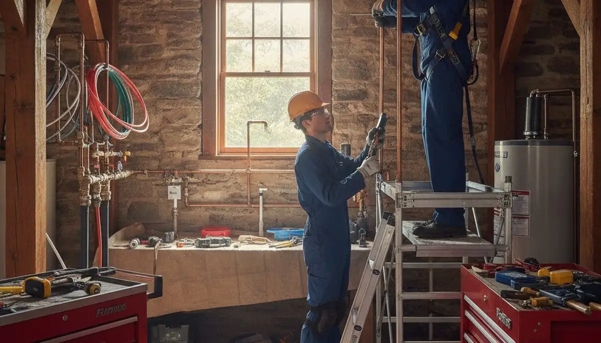 Professional Mansfield, MA plumber repairing a residential pipe for plumbing service