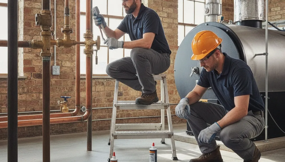 Mansfield, MA plumbers repairing a home pipe leak for reliable plumbing service
