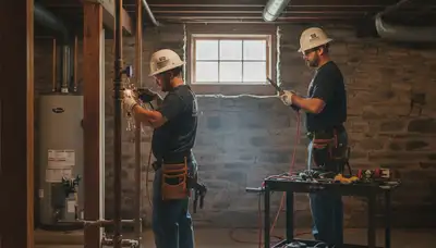 Plumber repairing a leak in Mansfield, MA for residential plumbing service