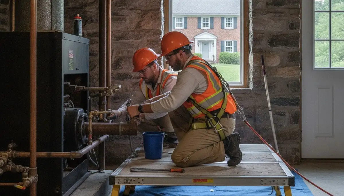Licensed plumber repairing a leak in Mansfield, MA for plumbing repair service