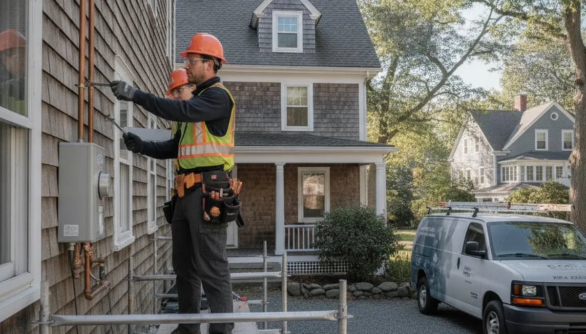 Plumber repairing a pipe in Mansfield, MA for local plumbing repair services