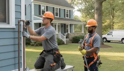 Plumber repairing a pipe in Mansfield, MA for fast plumbing repair service