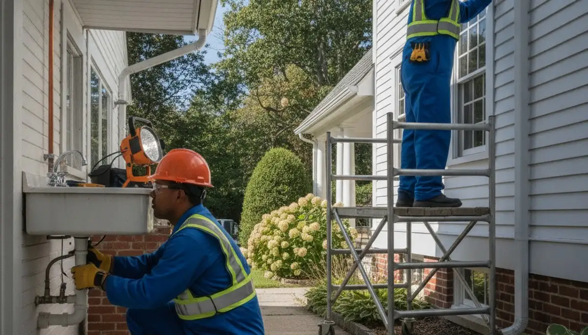 Mansfield, MA plumber repairing a leak for a local plumbing service company
