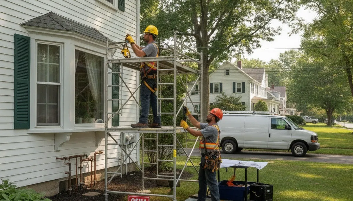 Mansfield, MA plumbing repair technician servicing a residential pipe leak