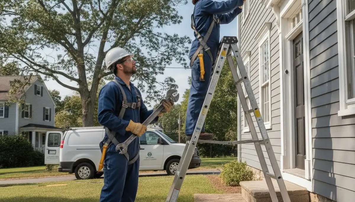 Plumber repairing a leak in Mansfield, MA for plumbing repair service
