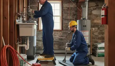 Plumber repairing a pipe in Mansfield, MA for residential plumbing service