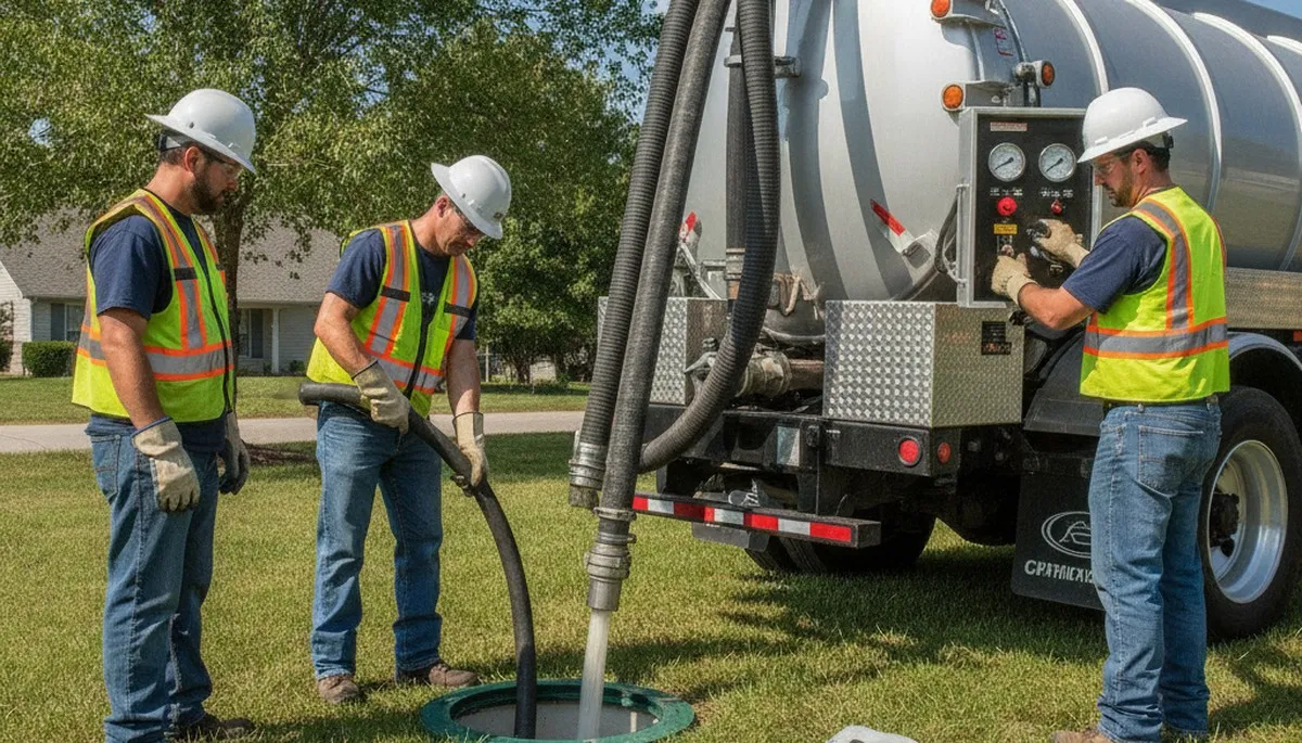 Septic pumping service truck for Mansfield, MA homes by On Call Plumbers