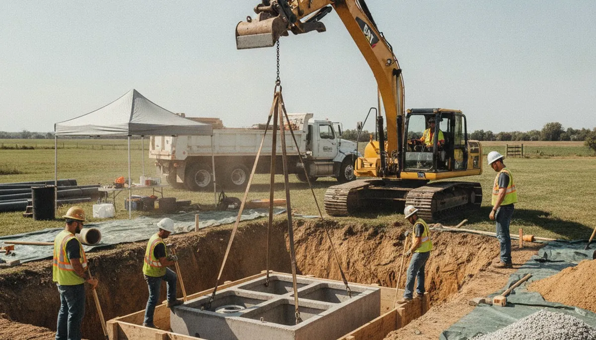 Septic tank installation for Mansfield, MA home by professional plumbers